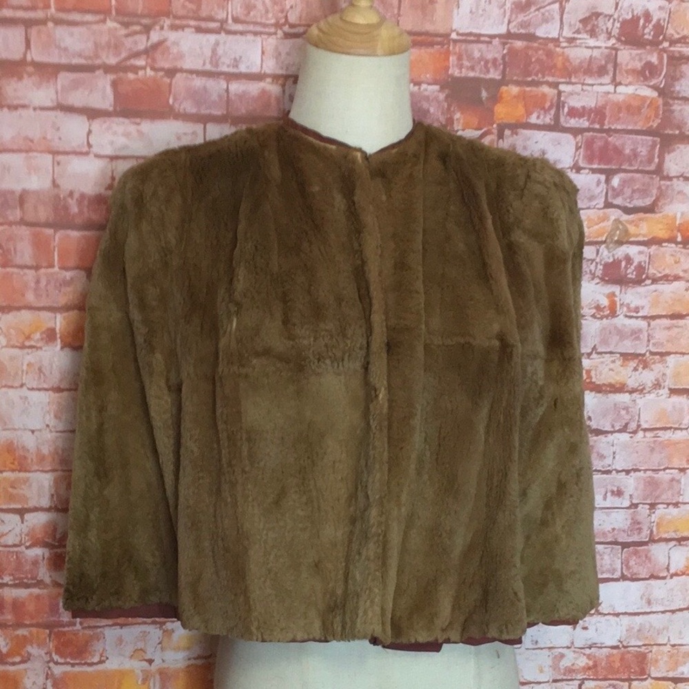 Vintage MCM j. fiestien Brown Clipped Rabbit Fur Caplet